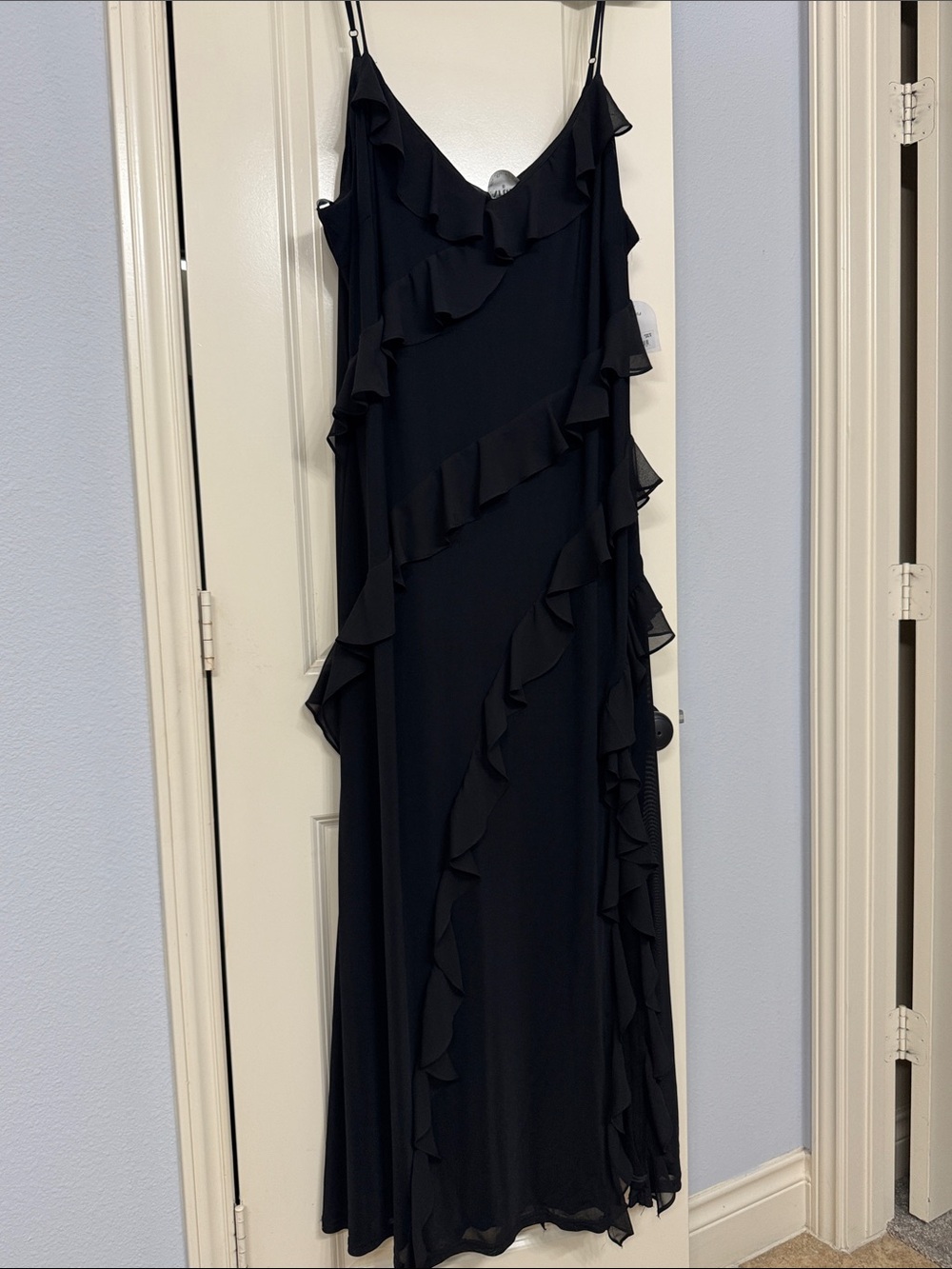 Aruba Women's Black Ruffle Slip Dress - Elegant Evening Dress 2X
